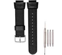 18mm Nylon strap Compatible with Casio AE1200WHB SGW-300H 400 500 AQ-S810W Men's Armygreen weave Watch Band (Black SBuckle)