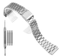 18mm Replacement Band Compatible with Casio A158WA A168WA-1 Vintage Three-link Bracelet Foldover Clasp Closure Stainless Steel Watch Strap, 3Z Smetal strap, One Size, Casual