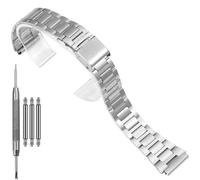 18mm Replacement Band Compatible with Casio A158WA A168WA-1 Vintage Three-link Bracelet Foldover Clasp Closure Stainless Steel Watch Strap, GZ Smetal strap, One Size, Casual