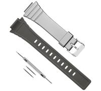18mm Replacement Silicone Watch Band for Casio W-215/W215H-1A/2A/7A, Durable Waterproof Men's Watch Band Replacement, Casio Watch Bands Replacement Men (Grey)