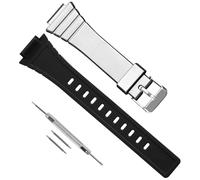 18mm Replacement Silicone Watch Band for Casio W-215/W215H-1A/2A/7A, Durable Waterproof Men's Watch Band Replacement, Casio Watch Bands Replacement Men (Black)