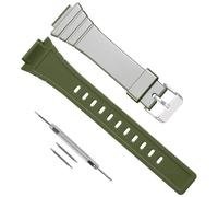 18mm Replacement Silicone Watch Band for Casio W-215/W215H-1A/2A/7A, Durable Waterproof Men's Watch Band Replacement, Casio Watch Bands Replacement Men (Green)