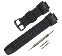 18MM Resin Watch Band Replacement for Casio Protrek PRG-270 PRG-250 PRG-500 PRW-2500 PRW-3500 PRW-5100 Wirstband accessories for Men and Women (Black/Black Buckle)