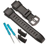 18mm Resin Watchband Compatible with Casio Pro Trek Prg260 Wrist Band Pathfinder Replacement Band PRG550 PRW3500 Men's Strap Waterproof Silicone Bracelet Accessorie (Black Black buckle)