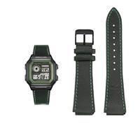 18MM Retro Cowhide quick release Watchband fit for Casio G-Shock A158/A158W/A168/f91w/AE-1200/A159/A169/AE1300(Green black pin)
