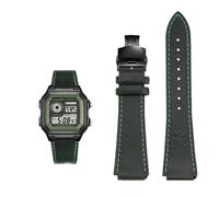18MM Retro Cowhide quick release Watchband fit for Casio G-Shock A158/A158W/A168/f91w/AE-1200/A159/A169/AE1300(Green black)