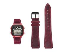 18MM Retro Cowhide quick release Watchband fit for Casio G-Shock A158/A158W/A168/f91w/AE-1200/A159/A169/AE1300(Red black pin)
