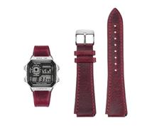 18MM Retro Cowhide quick release Watchband fit for Casio G-Shock A158/A158W/A168/f91w/AE-1200/A159/A169/AE1300(Red silver pin)