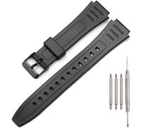 18mm rubber strap Compatible with Casio W800HG Series watch band W-800H replacement bracelet (Black band Black buckle)