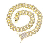 18MM Silver Color Heavy Full Iced Out Paved Rhinestones Prong Cuban Chain CZ Bling Punk Necklaces For Men Jewelry