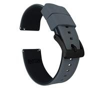 18mm Smoke Grey/Black - BARTON Elite Silicone Watch Bands - Black Buckle Quick Release