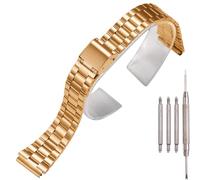 18mm Stainless Steel Replacement Watchband Compatible with Casio F-108WH AE1200WH A168WA A158WA LA670WGA A700W Women's and Men's Watch Accessories (gold3)