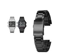 18mm Stainless Steel Watch Band Compatible with Casio Small Square 3299 AE-1200WH/1300WH/W-218/AE1200(Black)