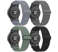 18mm Stretchy Bands for Garmin Venu 3S / Venu 4 41mm / Venu 2S / Vivoactive 4S Watch Bands, 4Pack Soft Nylon Elastic Loop Strap for Garmin Forerunner 255S/265S / Vivomove 3S Bands Women Men (Black