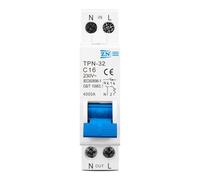 18MM TPN 1P+N Circuit Breaker MCB 6A 10A 16A 20A 25A 32A Din Rail Mounting Household Air Switch(6A)