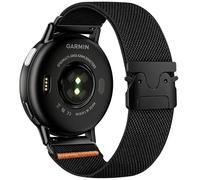 18mm Watch Band Compatible with Garmin Venu 4(41mm)/Venu 3S/2S/Vivoactive 4S, Adjustable Parachute Buckle Stretchy Nylon Strap for Forerunner 265S/255S/255S Music Women Men, Black