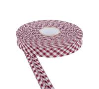 18mm Wide Cotton Gingham Bias Binding Tape 5m & 25m Available - White, Double Folded, Edging for Sewing, Bunting, Craft, Upholstery, Piping & Garments (Burgundry, 25m) -Craft Queen LTD