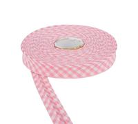18mm Wide Cotton Gingham Bias Binding Tape 5m & 25m Available - White, Double Folded, Edging for Sewing, Bunting, Craft, Upholstery, Piping & Garments (Pink, 5m) -Craft Queen LTD