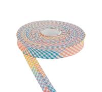 18mm Wide Cotton Gingham Bias Binding Tape 5m & 25m Available - White, Double Folded, Edging for Sewing, Bunting, Craft, Upholstery, Piping & Garments (Multicolour, 5m) -Craft Queen LTD