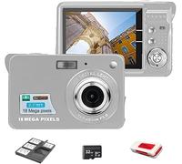 18MP Megapixel Digital Camera with 2.7" LCD Screen, Rechargeable Battery, HD Photo and Video for Indoor, Outdoor Photography for Adults, Kids (Camera Kit, Silver)