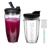 18oz 24oz Single-Serve Cup and Spout Lid Replacement Parts for Ninja Auto-iQ Blender BN750UK BN495UK TB301UK TB401UK BN800UK CB100UK CB350UK, Ninja Nutri Cup with Flip Top Lids, 2 Replacement Cups