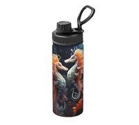 18oz Beautiful Seahorses Printed Water Bottle, Keeps Drinks hot or Cold, Suitable for Running, Mountaineering, Cycling, and Outdoor Hiking.
