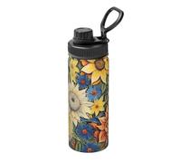 18oz Oil on Canvas Sunflower Printed Water Bottle, Keeps Drinks hot or Cold, Suitable for Running, Mountaineering, Cycling, and Outdoor Hiking.