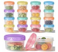 18Pack Small Food Containers with Lids, 300ML Reusable Snack Pots with Scale, Leak-proof Screw Top Plastic Containers, Small Tubs with Lids for Lunch Yogurt Fruit Microwave & Freezer Safe(6 Colors)
