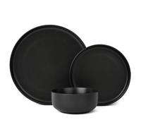 18Pc Black Solid Colour Coupe Dinner Set