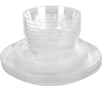 18Pc Clear Plastic Plates And Bowls Set For 6 Unbreakable Pp Dinnerware Lightweight Reusable Tableware For Home Outdoor Use