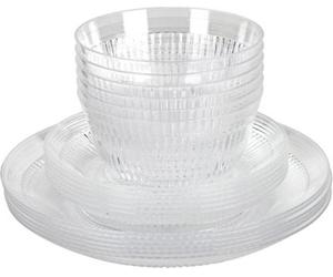 18Pc Clear Plastic Plates And Bowls Set For 6 Unbreakable Pp Dinnerware Lightweight Reusable Tableware For Home Outdoor Use
