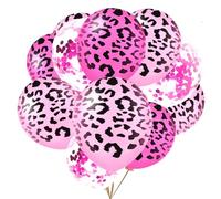 18Pcs 12 Inch Leopard Birthday Balloons, Leopard Party Decorations, Safari Theme Latex Balloons, Leopard Print Decor, for Jungle Birthday, Baby Shower, Animal Print Party Supplies(Pink 12inch-18pcs)