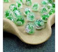 18Pcs 12MM Glow in The Dark Glass Lampwork Beads Round Luminous Flowing Roses Flower Charm Loose Beads for Jewelry Making DIY-H