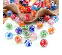 18Pcs 12MM Glow in The Dark Glass Lampwork Beads Round Luminous Flowing Roses Flower Charm Loose Beads for Jewelry Making DIY-J-Mix
