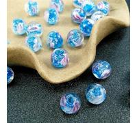 18Pcs 12MM Glow in The Dark Glass Lampwork Beads Round Luminous Flowing Roses Flower Charm Loose Beads for Jewelry Making DIY-E