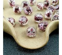 18Pcs 12MM Glow in The Dark Glass Lampwork Beads Round Luminous Flowing Roses Flower Charm Loose Beads for Jewelry Making DIY-D
