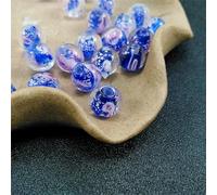 18Pcs 12MM Glow in The Dark Glass Lampwork Beads Round Luminous Flowing Roses Flower Charm Loose Beads for Jewelry Making DIY-A
