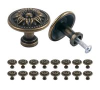 18Pcs 30mm Antique Brass Cabinet Knobs, with Screws, for Cupboard Wardrobe | Vintage Drawer Handles, Round Furniture Pull, for Home Decoration, Beautify the Interior Environment