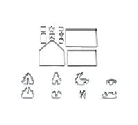 18pcs 3D Imaginative Christmas Cookie Cutters Set. Substitute Chocolate Substitute Cutter Kit. Cookie Cake Bakeware. Santa Alternative Substitute Festival Xmas DIY Christmas (Silver, 24.5X18.5X3CM)