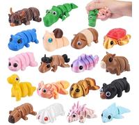 18PCS 3D Printed Animals，Colorful Movable Joint 3D Printed Animal Different Animal Shapes for Home Office Desk Decoration Photographic Prop (Assorted)