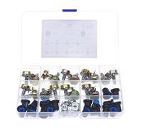 18Pcs 3Pin WH148 Single Potentiometer Kit B1K 5K 10K 20K 50K 100K 500K 1M with knobs Single potentiometer set Shaft Nuts ZDVHOMCB