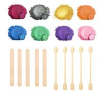 18PCS - 8 Colours 10g Mica Powder for Epoxy Resin, 5 Mixing Stick and 5 Mini Double Headed Spoon, Resin Dye Suitable Soap Colouring for Soap Making, Also Mica Powder for Wax Melts