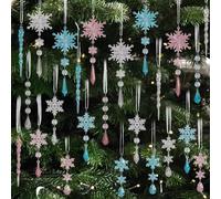 18pcs Acrylic For Crystal Christmas Ornaments Set with Snowflake and Icicle Shapes for Christmas Tree Decoration (blue)