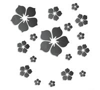 18Pcs Acrylic Mirror Floral Wall Stickers for Decorative Wall Art with 3D Mirror Effect Suitable for Living Room Bedroom TV and Sofa Background Walls (black)