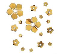 18Pcs Acrylic Mirror Floral Wall Stickers for Decorative Wall Art with 3D Mirror Effect Suitable for Living Room Bedroom TV and Sofa Background Walls (gold)