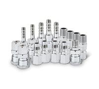 18pcs Air Line Connectors Euro Airline Hose Compressor Fittings 1/4" BSP Air Line Fittings Hose Pipe Airline Connector Couplings Tools Plugs Kit Accessories with Male Female Thread