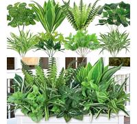 18PCS Artificial Greenery Plants Outdoor Fake Plants Boston Fern Leaves
