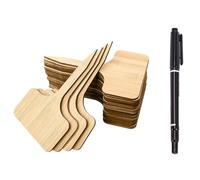 18pcs Bamboo Plant Labels - Wooden Plant Tags T-Type Plant Markers,Label for Plants, Flower Tree Plants Labels,with a Marker Pen,for Seed Potted Flowers (T)