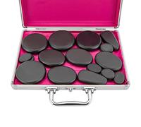 18Pcs Basalt Massage Stones 60-70 ℃ Hot Stone Massage Set with Aluminum Alloy Portable Heater & Smooth Volcanic Rocks, Hot Rocks Massages Stone Warmer Set for Home Relaxation and Back Pain Relief