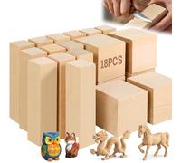 18Pcs Basswood Carving Blocks Set: 2 Size Unfinished Wooden Blocks Wood Carving Whittling Kit for Beginners Adults DIY Carving Shaping Creative Whittling